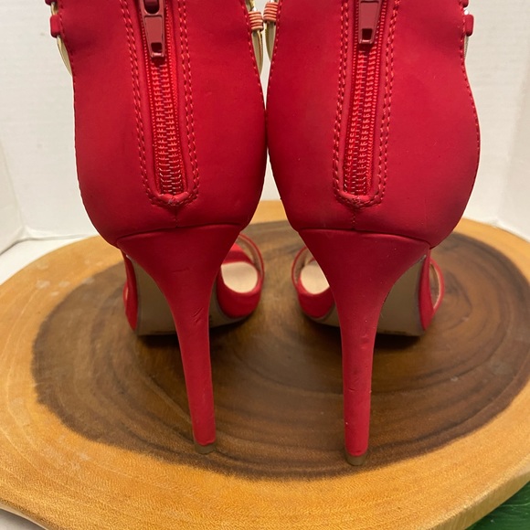 Glaze Ankle strap Red Stiletto Heels - Picture 12 of 12